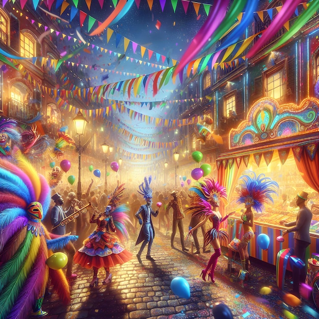 Photo une image colorée d'un carnaval avec un groupe de clowns