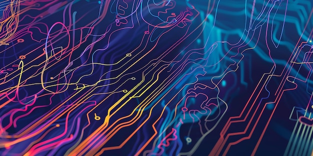 une image colorée d'une carte de circuit imprimé générée par ordinateur