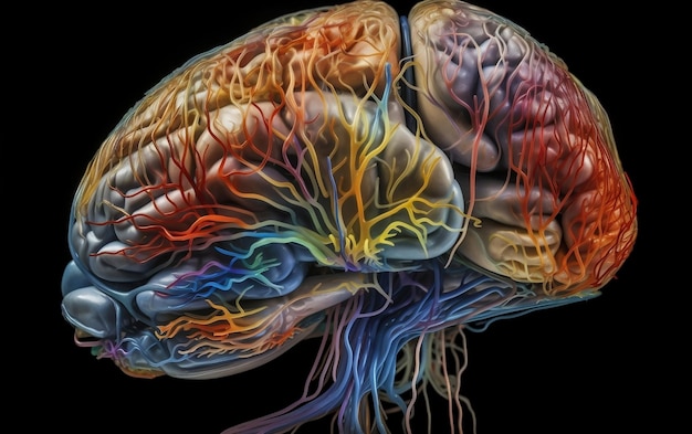 Une image colorée d'un cerveau humain