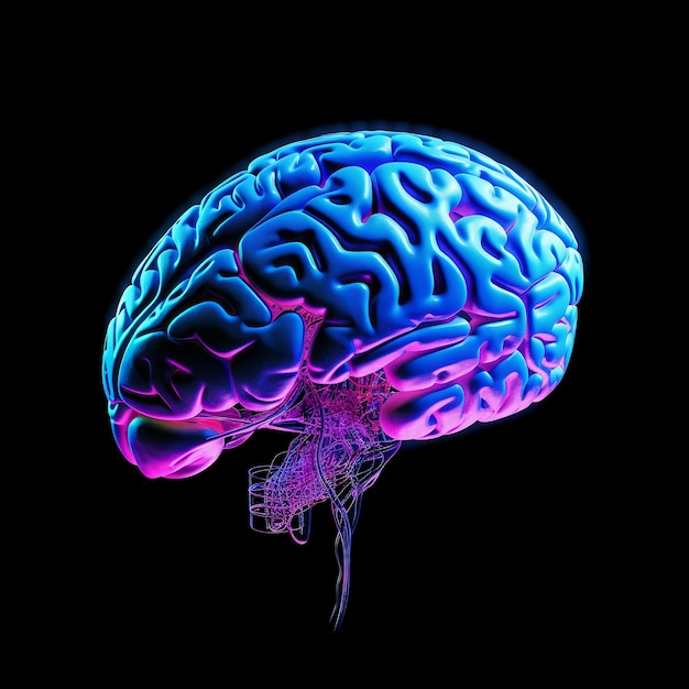 Une image colorée d'un cerveau avec le mot cerveau dessus