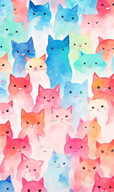 une image colorée d'un chat avec un fond rose et bleu