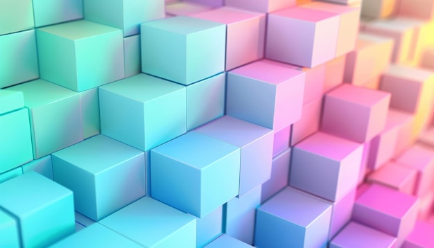 Photo une image colorée de cubes roses et bleus empilés l'un sur l'autre par une image générée par ai