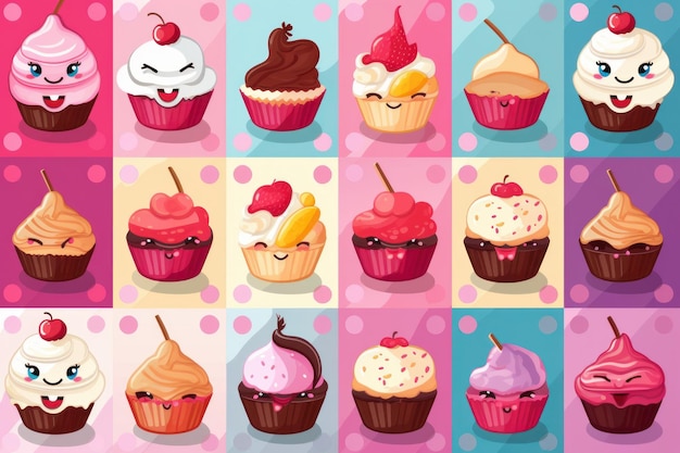 Une image colorée de cupcakes aux saveurs différentes.