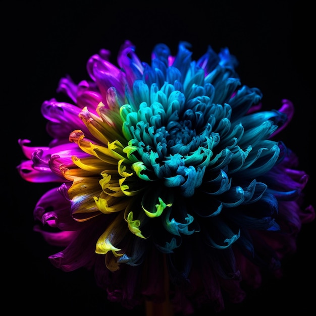 Image colorée d'une fleur sur fond sombre