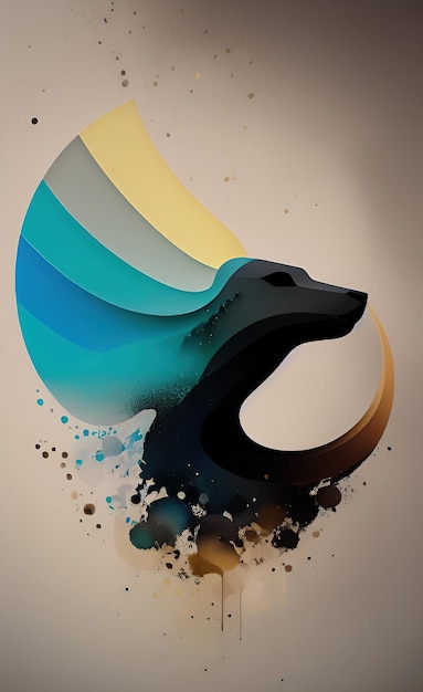 Une image colorée d'un loup avec un visage noir et un cercle bleu au centre.