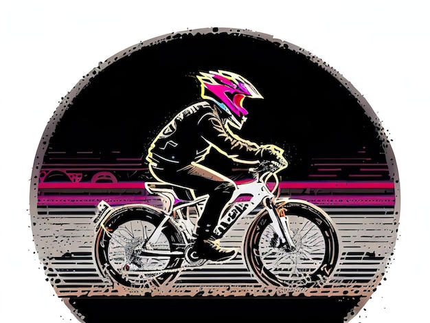Photo une image colorée d'une moto avec un pilote à l'arrière