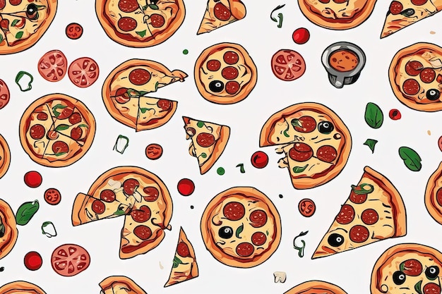 une image colorée d'une pizza avec différentes garnitures.