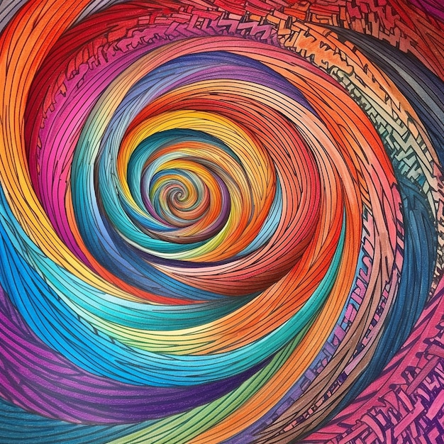 une image colorée d'une spirale colorée arc-en-ciel.
