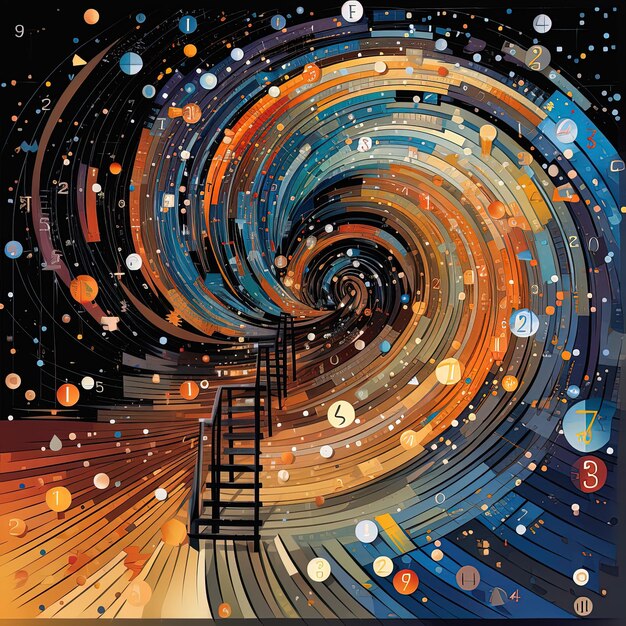 Photo une image colorée d'une spirale avec le numéro 4 dessus