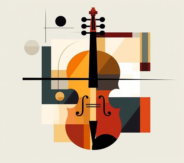une image colorée d'un violon et d'autres couleurs.