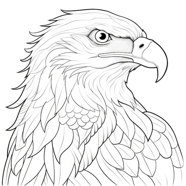 Photo image à colorier en noir et blanc d'un aigle