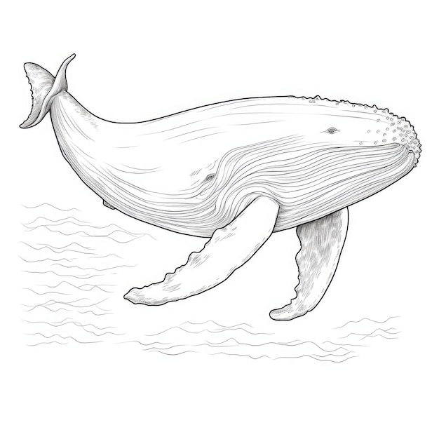 Image à colorier en noir et blanc d'une baleine