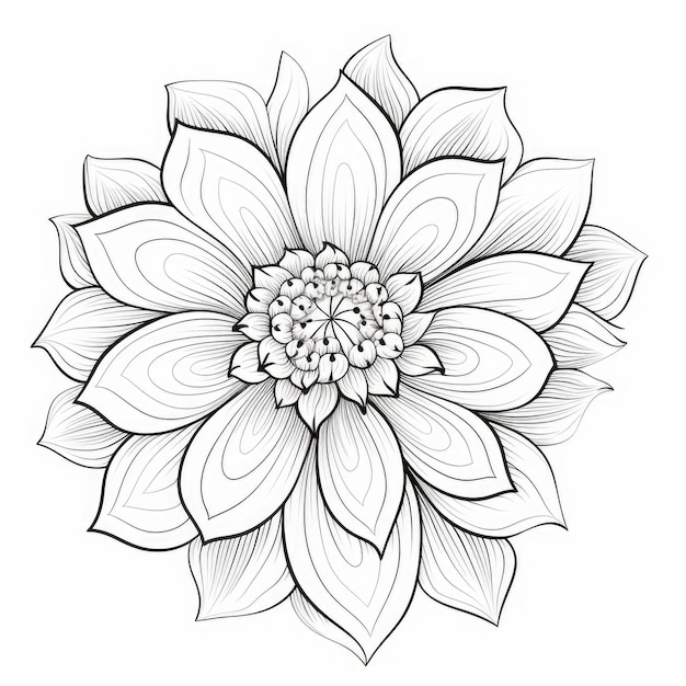 Image à colorier en noir et blanc d'une fleur magique