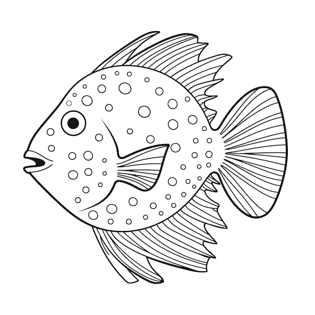 Photo une image à colorier en noir et blanc d'un poisson-feuille