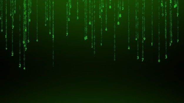 Image composite numérique de chiffres en chute sur fond vert