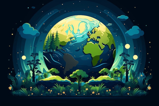 Image de conception d'illustration de la Journée mondiale de la Terre générée par l'IA