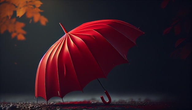 Image conceptuelle avec parapluie rouge debout sous la pluie Mixed mediagenerative ai