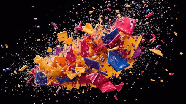 Image en confetti avec un fond plat