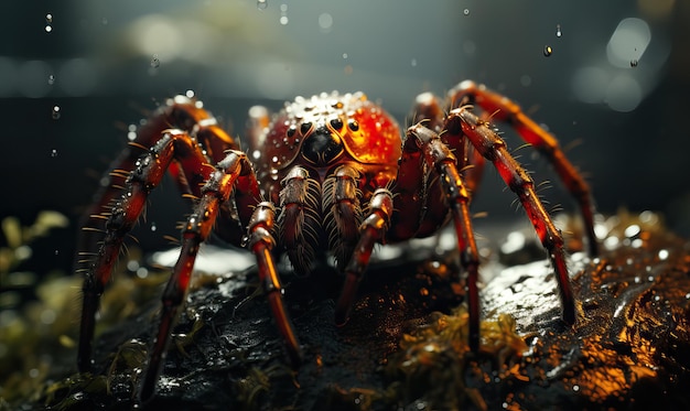 Image en couleur en gros plan d'une araignée sur un fond flou Focus doux sélectif