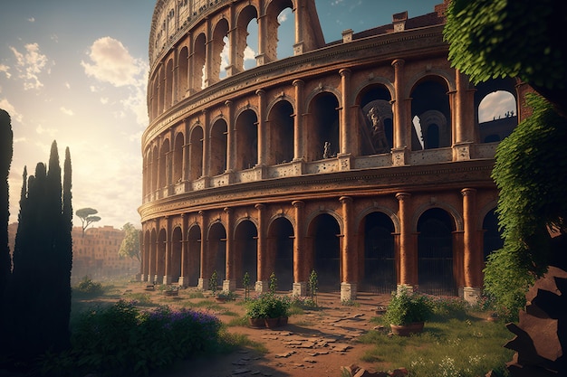 Image à couper le souffle de l'amphithéâtre du Colisée de Rome en Italie