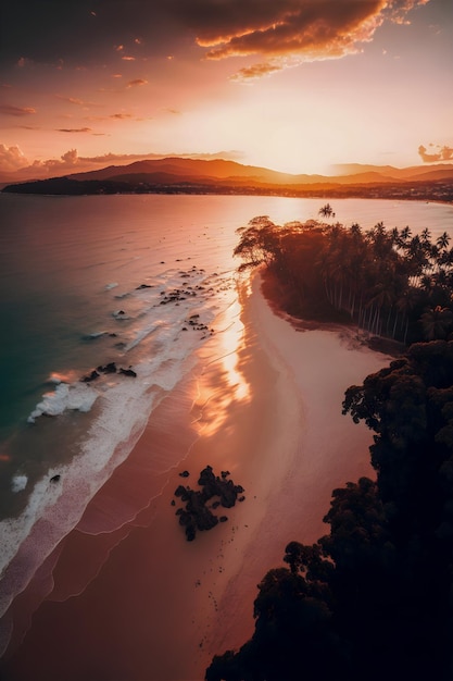 Cette image à couper le souffle capture la beauté de la plage de Phuket pendant l'heure d'or.