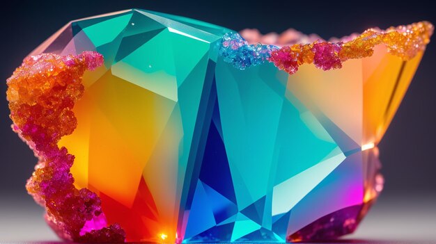 Photo une image d'un cristal évocateur avec un fond coloré ai generative