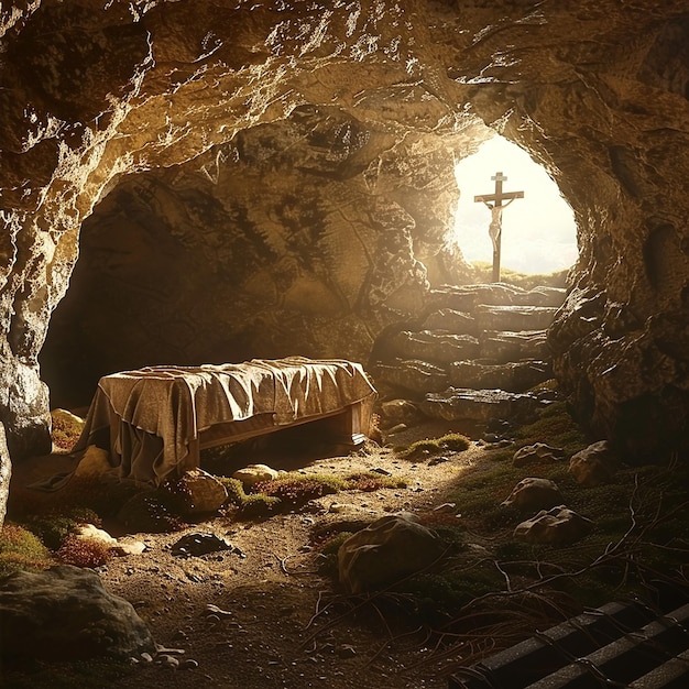 Photo une image d'un crucifix dans une grotte avec une croix au sommet