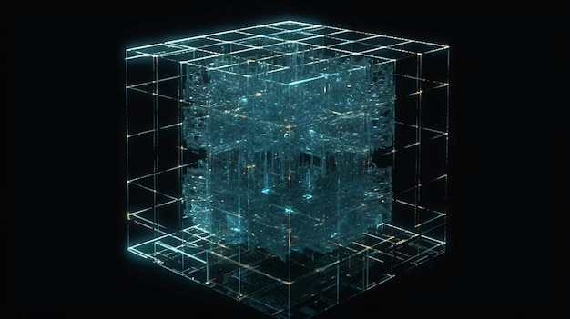 Une image d'un cube dans l'obscurité