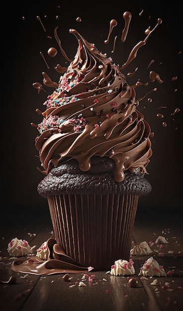 Image de cupcakes au chocolat fou art généré par Ai