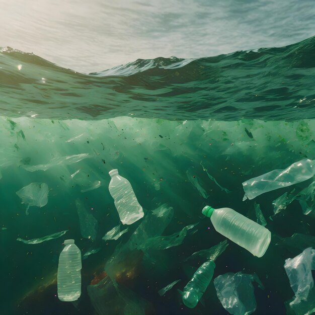 une image de déchets flottant dans l'océan