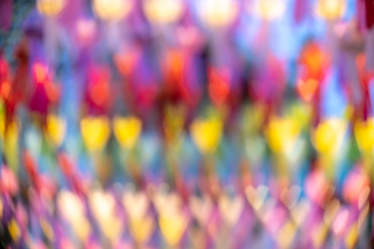 Photo image défocalisée de lumières multicolores