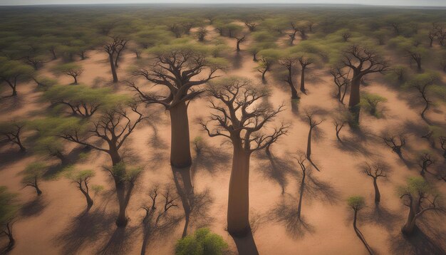 une image d'un désert avec des arbres en arrière-plan