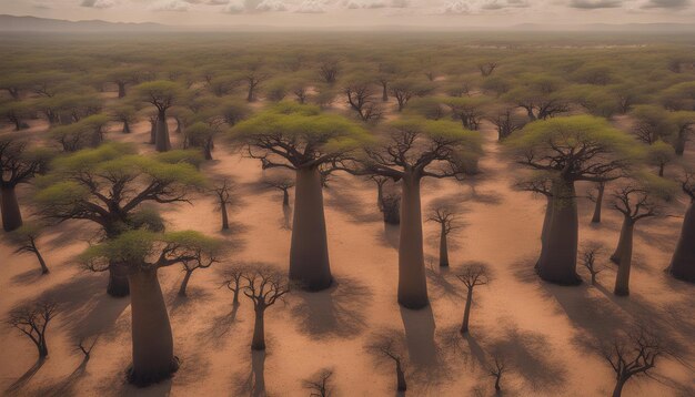 Photo une image d'un désert avec des arbres au milieu et les mots africa en bas