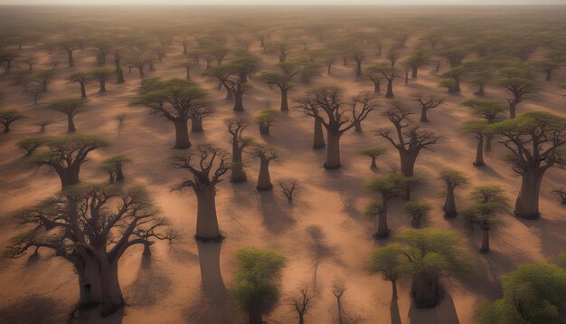 Photo une image d'un désert avec des arbres au milieu