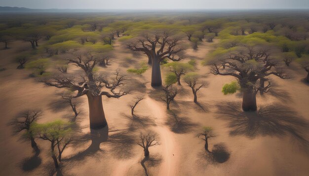 Photo une image d'un désert avec des arbres au milieu