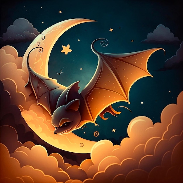 Image de dessin animé d'une chauve-souris. Illustration de haute qualité