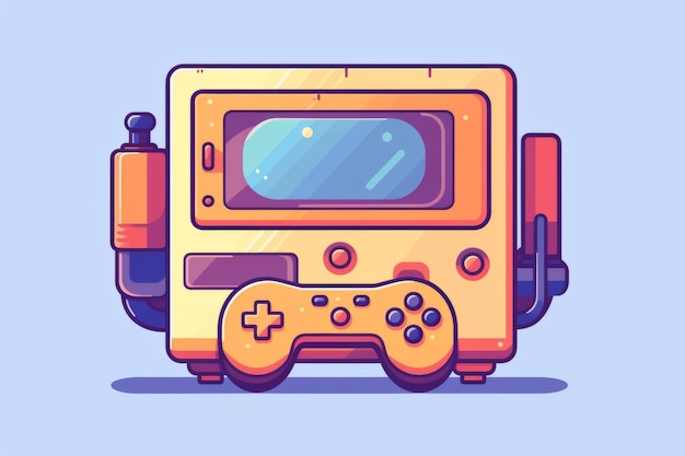 Une image de dessin animé d'une console de jeu et d'un contrôleur.