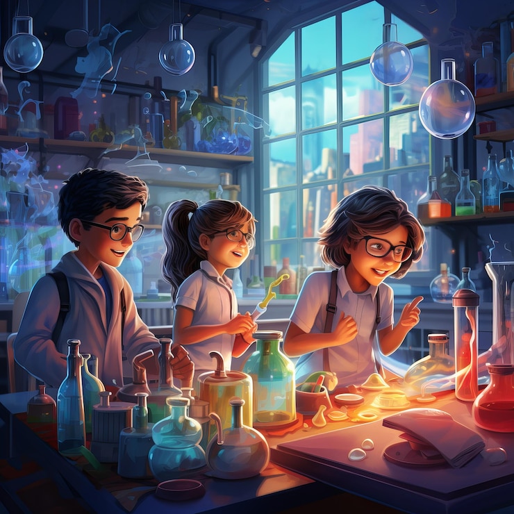une image de dessin animé de deux enfants avec des lunettes et une fille avec des verres pour retourner à l'école