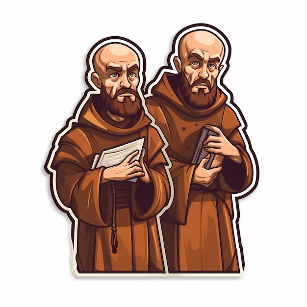 Photo une image de dessin animé de deux moines avec le mot st. françois sur le devant.
