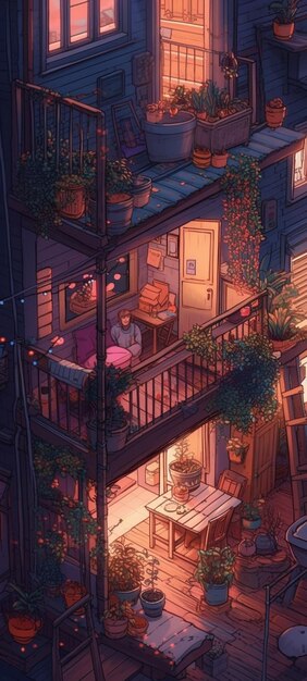 Une image de dessin animé d'un homme assis sur un balcon avec une pancarte qui dit "le mot" dessus.