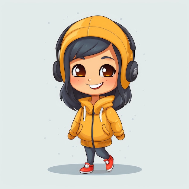 Photo une image de dessin animé d'une jolie fille portant un casque ai generative