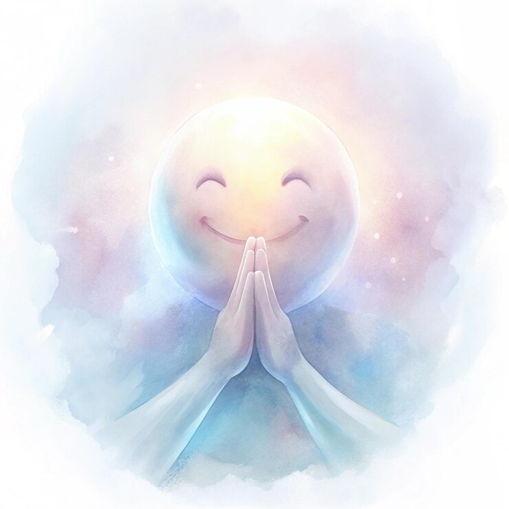 une image de dessin animé d'un visage souriant avec le soleil brillant dessus
