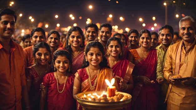 Photo image détaillée en rendu 3d de la famille célébrant diwali créée avec generative ai