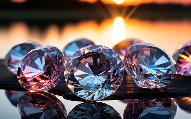 Photo une image de diamants sur un fond noir