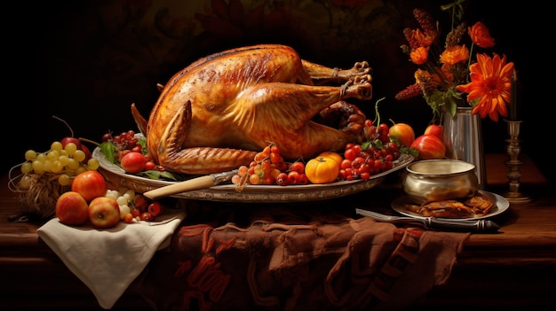 Image de la dinde de Thanksgiving Illustration d'un dîner de dinde de fête