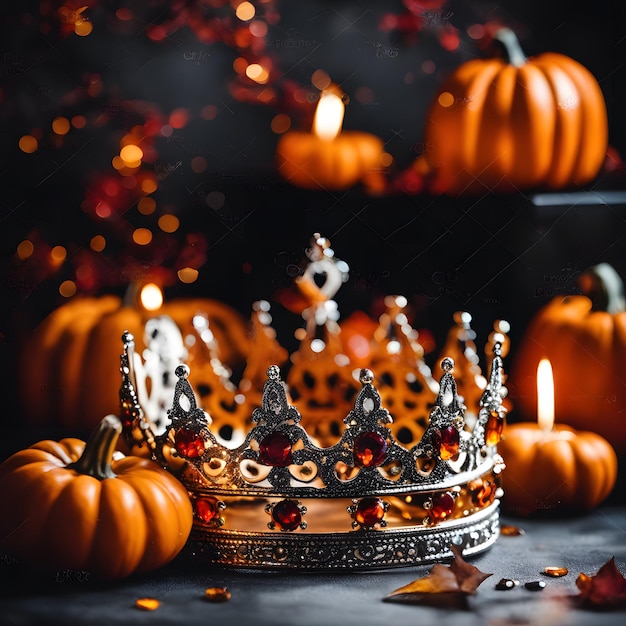 image discrète de la belle couronne de reine et de roi sur les décorations d'Halloween