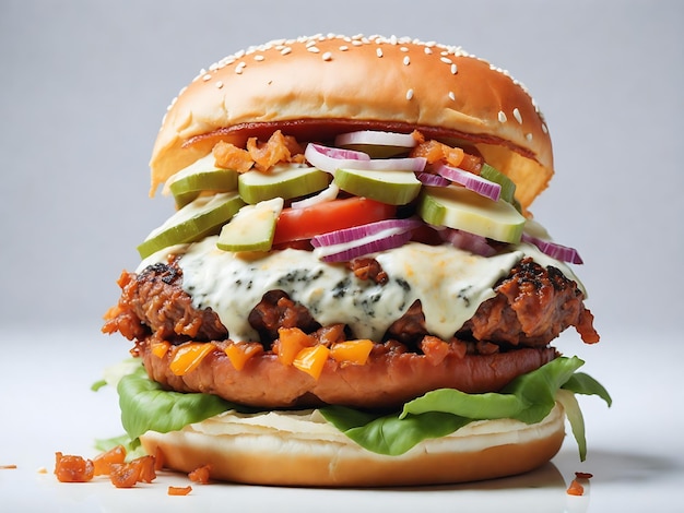 L'image du hamburger sur un fond blanc
