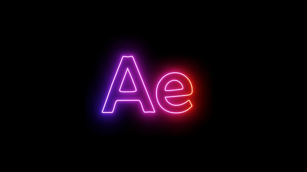 Image du logo Adobe After Effects rougeoyant au néon sur fond noir