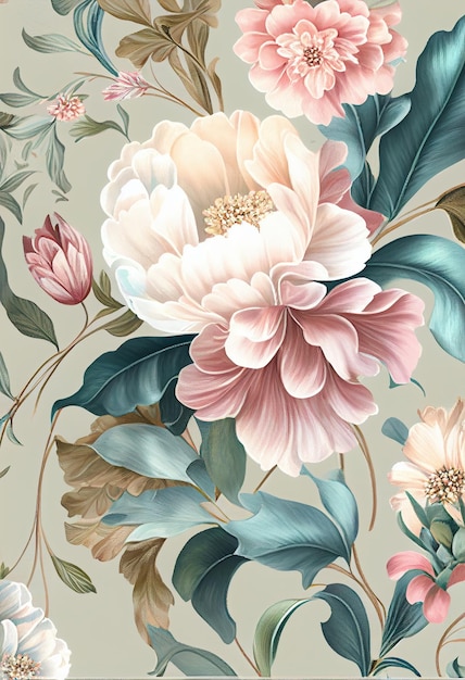 Image du motif d'illustration floral et fond de fleur pastel Fait par AIIntelligence artificielle