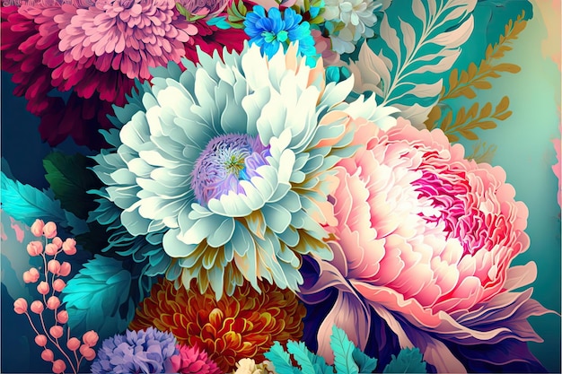 Image du motif d'illustration floral et fond de fleur pastel Fait par AIIntelligence artificielle